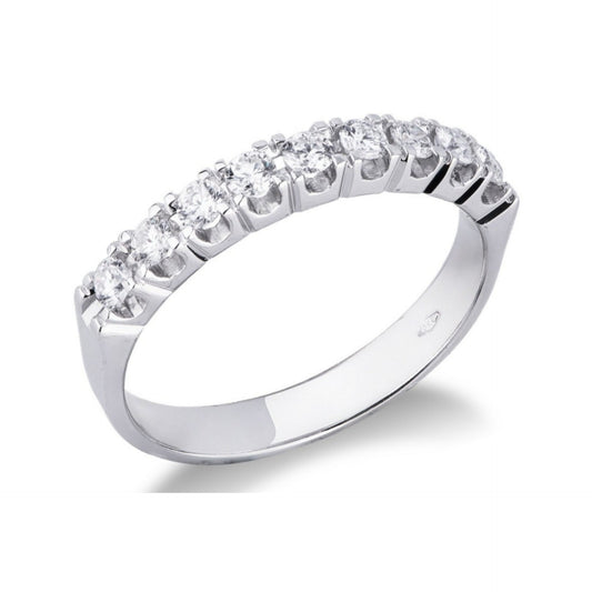 Bague 9 pierres en or blanc 18 carats avec diamants de 0,90 ct