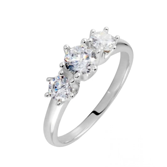 anello trilogy modello tifany oro bianco 18k con diamanti  0,90ct