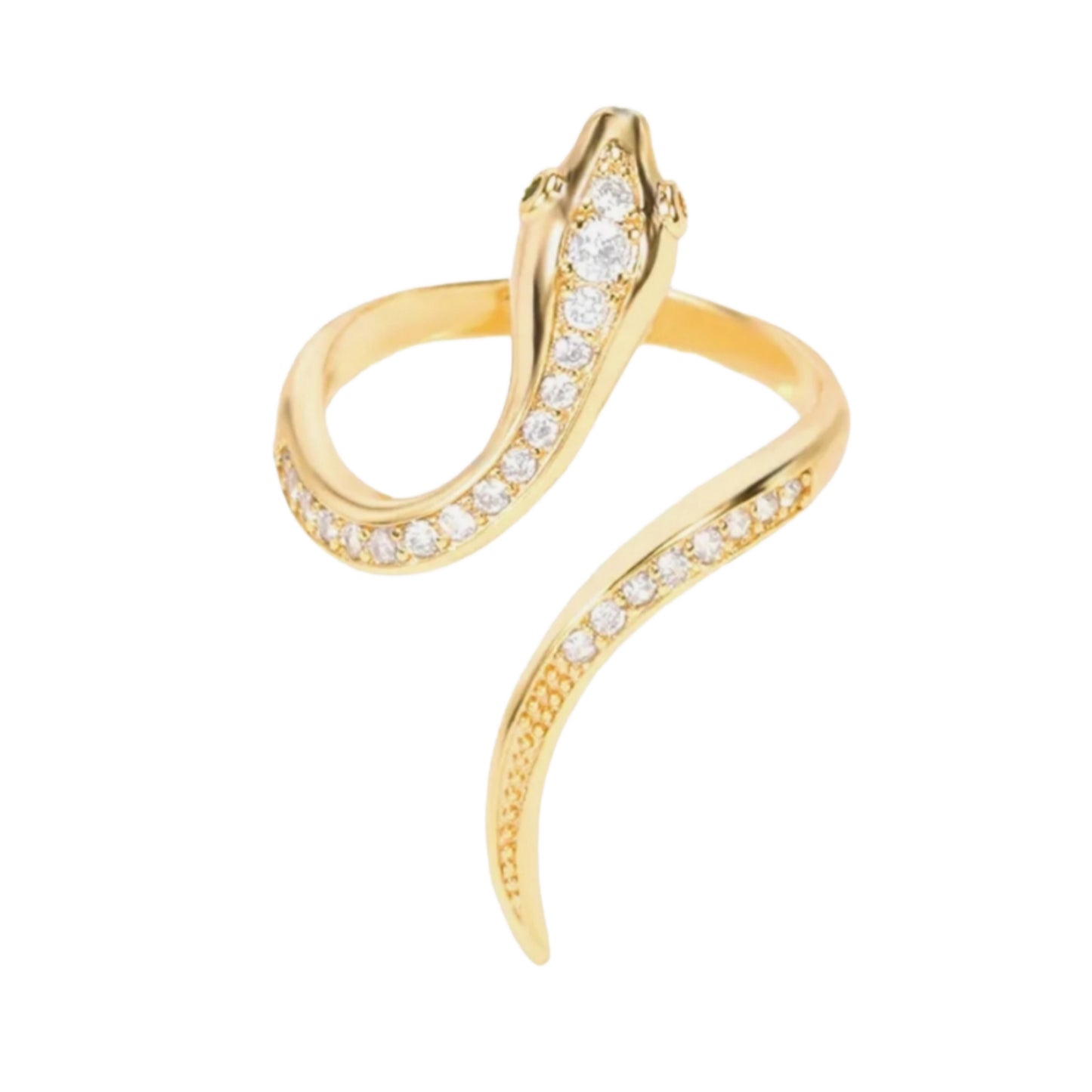 Bague modèle serpent en or jaune 18 carats avec diamants naturels de 0,90 ct