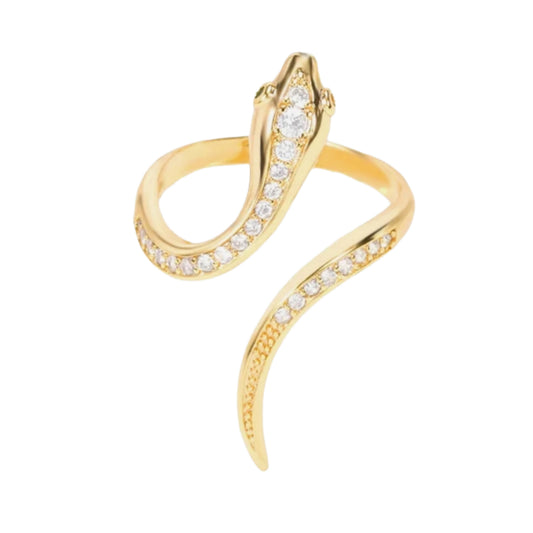 anello modello serpente in oro giallo 18k con brillantini naturali 0,90ct