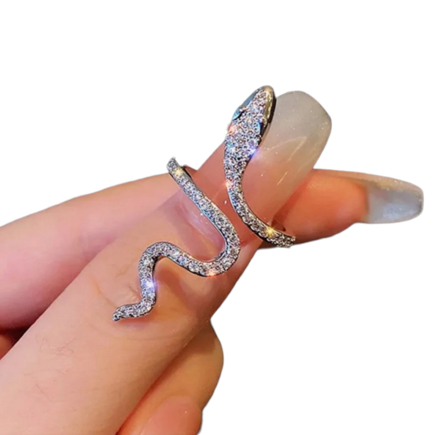 snake model ring in 18k white gold with 1.5ct natural diamonds 