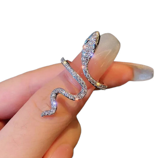 anello modello serpente in  oro bianco 18k con brillantini naturali 1,5ct