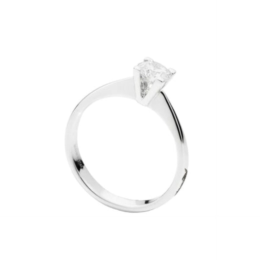 anello solitario  certificato HRD in oro bianco 18k e diamante naturali centrale 0,34ct