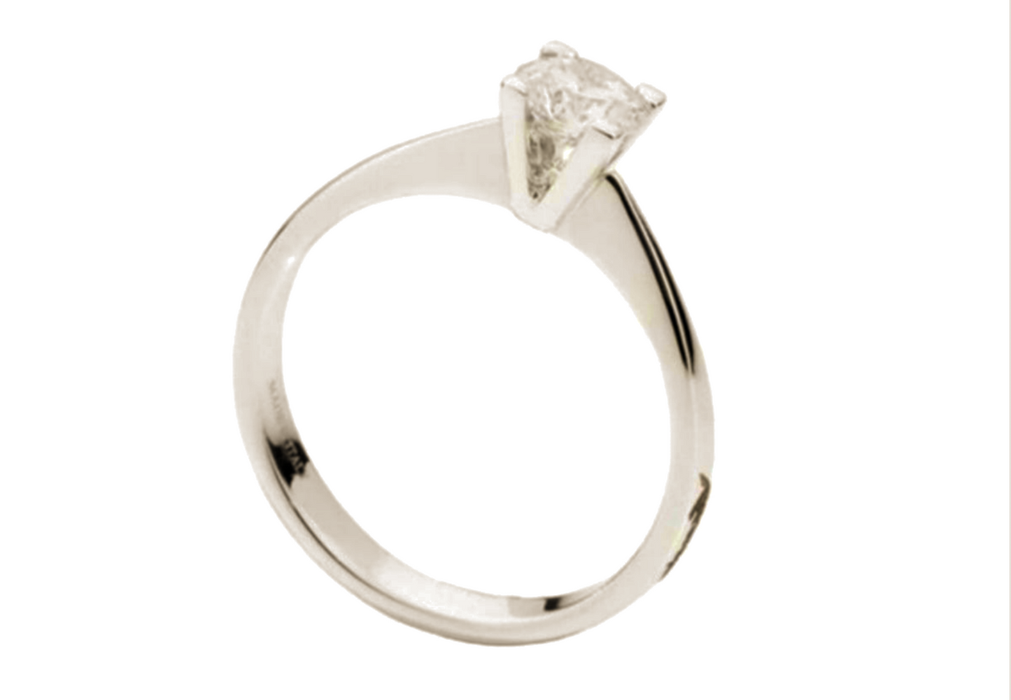 Bague solitaire en or blanc 18 carats avec diamant naturel central 0,40 ct