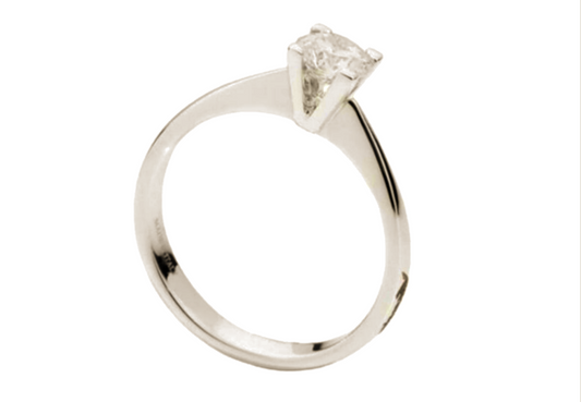 Anello solitario in oro bianco 18k con diamante naturale centrale 0,40 ct