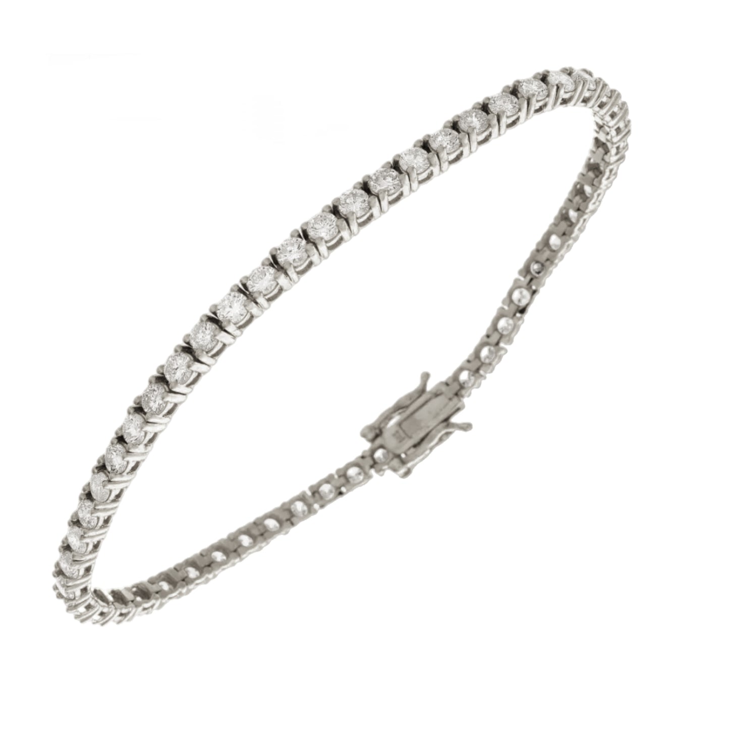 HRD certified tennis bracelet in 18k white gold and 1.46 ct natural diamonds F VS1