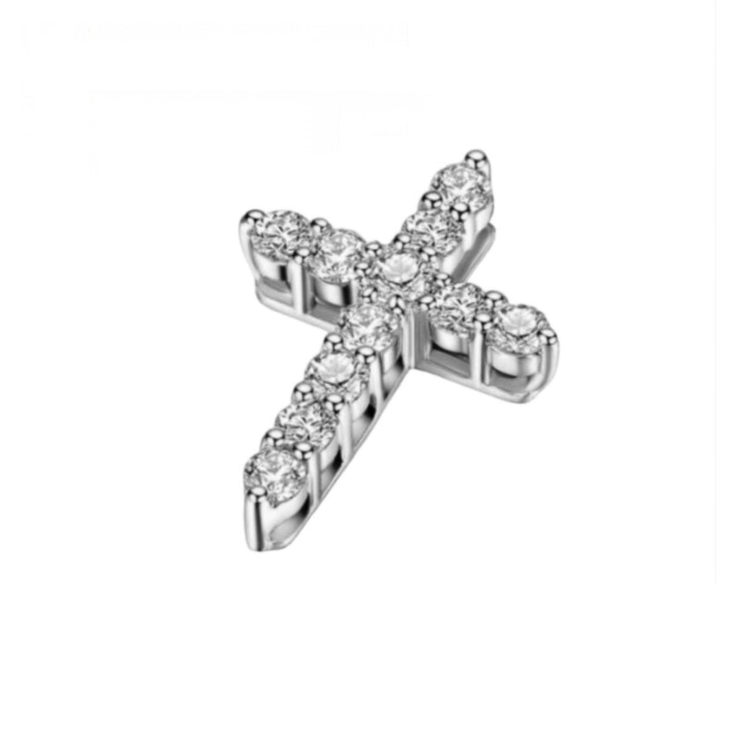 HRD certified cross pendant IN 18k white gold and 1.01ct natural diamonds