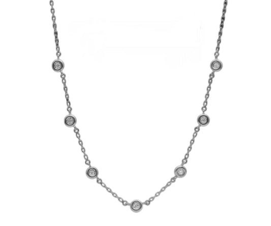 HRD certified necklace in white gold with 7 natural diamonds 0.77 ct