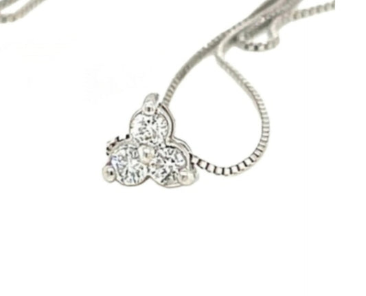 HRD certified trilogy pendant in white gold and 3 natural diamonds 0.43ct