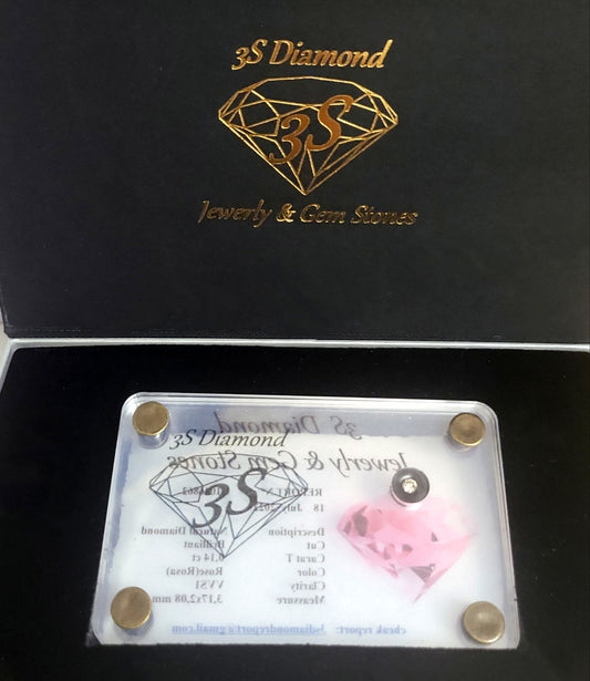 raro diamante naturale taglio brilliante colore rosa 0,14ct