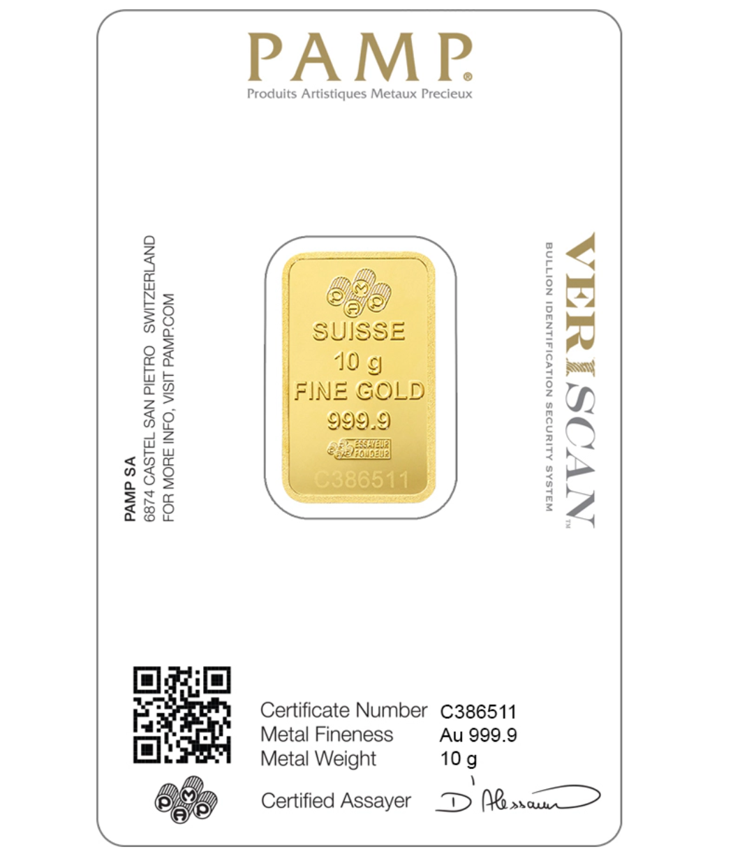 24k pure gold bar 10 grams (PAMP) and also the Perth mint Australia