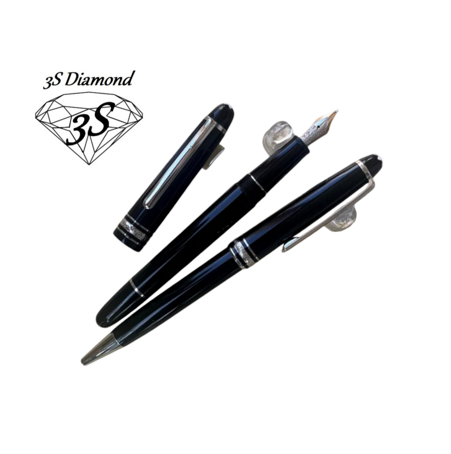 Set coppie 2  Penna , Stilografica e penna a Sfera 145 Montblanc Meisterstück Glacier Classique