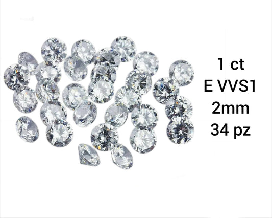 lot 1ct diamant naturel 2mm Couleur D VVS1