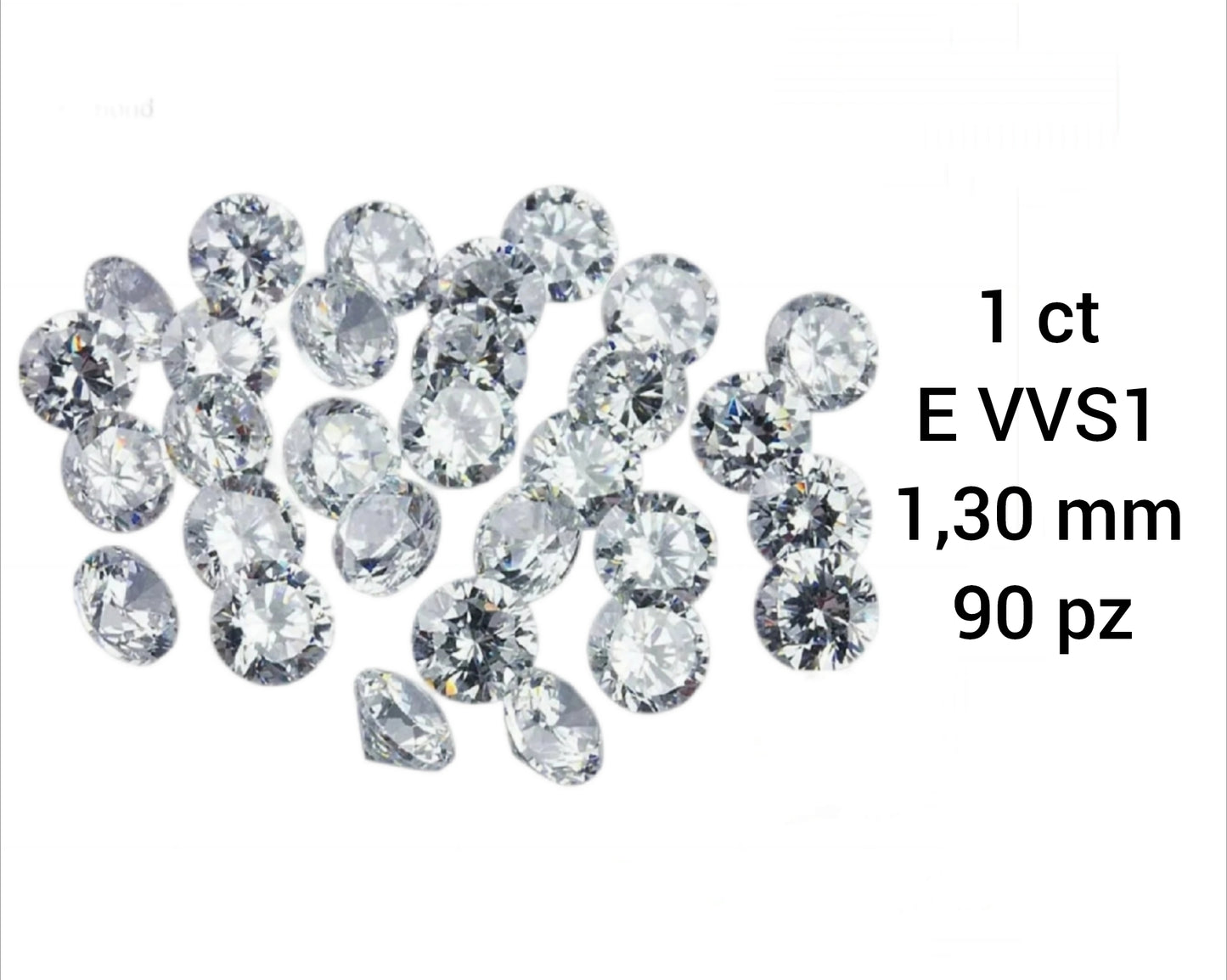 lotto 1ct diamanti naturali da 1,30mm Colore D VVS1