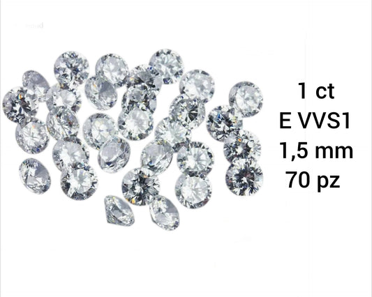 lot 1ct diamants naturels de 1,50mm Couleur D VVS1