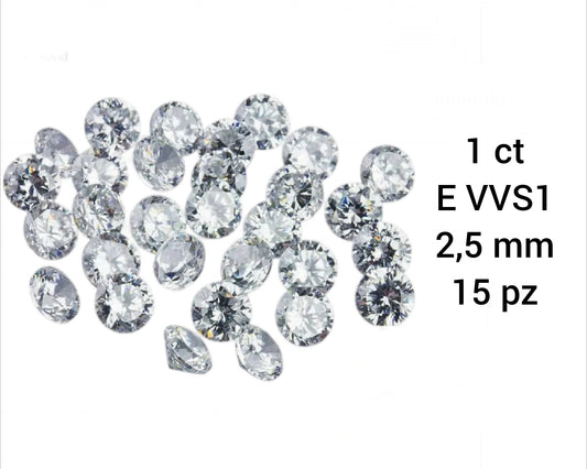 lot 1ct natural diamonds of 2.50mm Color D VVS1