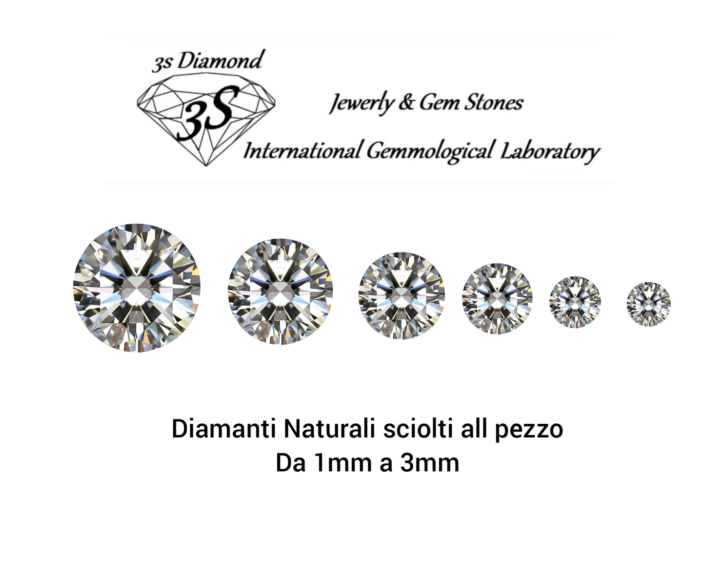 diamanti naturali sciolti all pezzo da 1mm a 3mm