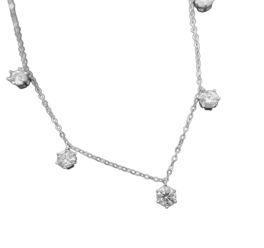 necklace in white gold and 5 natural diamonds 0.50 ct