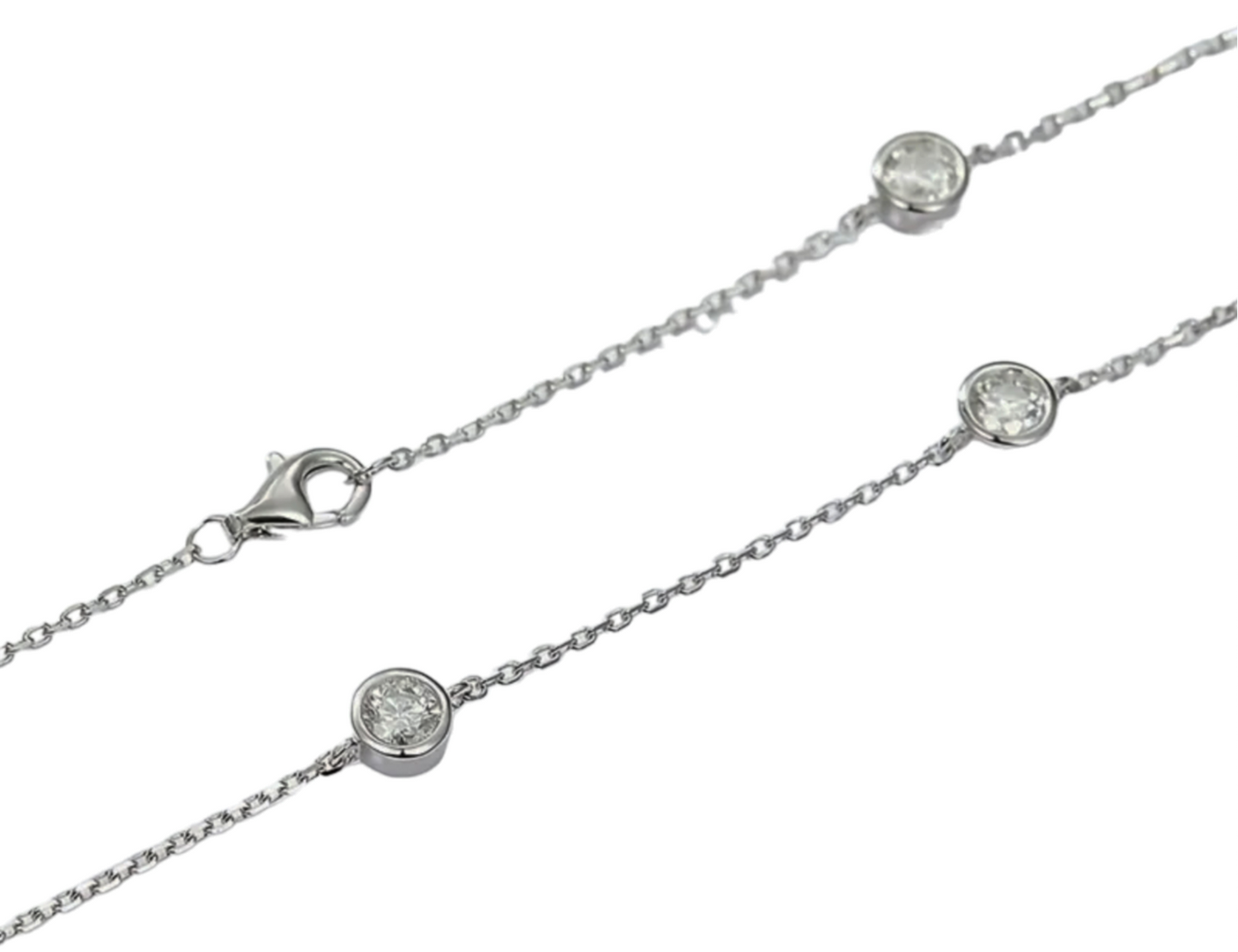 collana in oro bianco 18k 750 e 9 diamanti naturali 0,90 ct