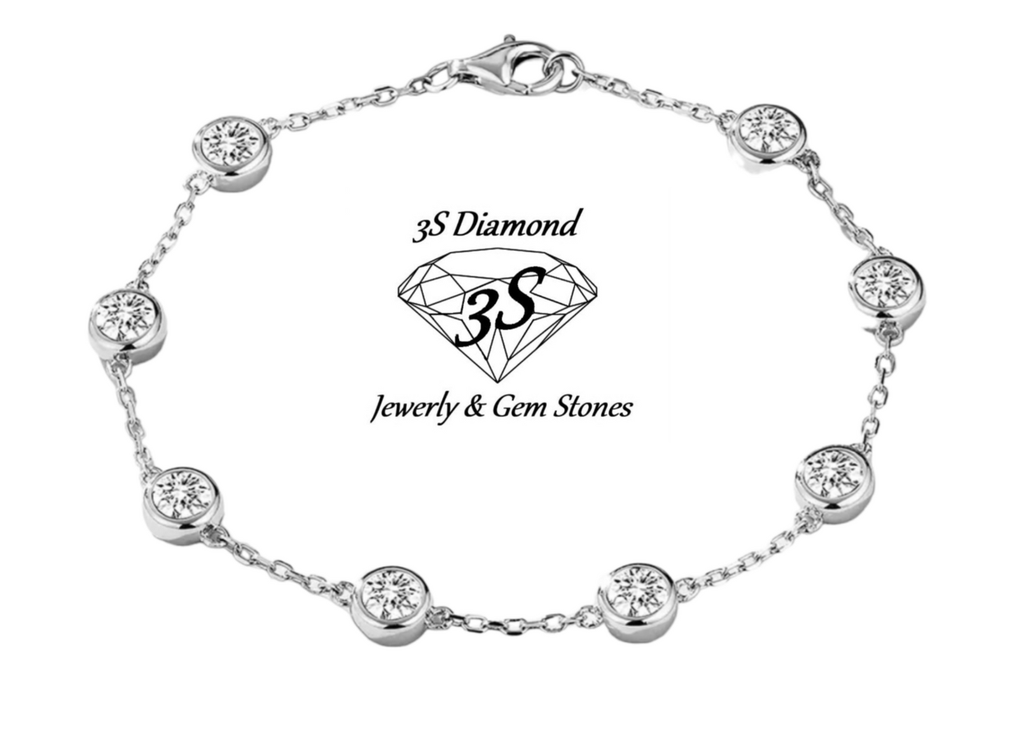 bracelet en or blanc 18 carats et 8 diamants naturels 0,80ct