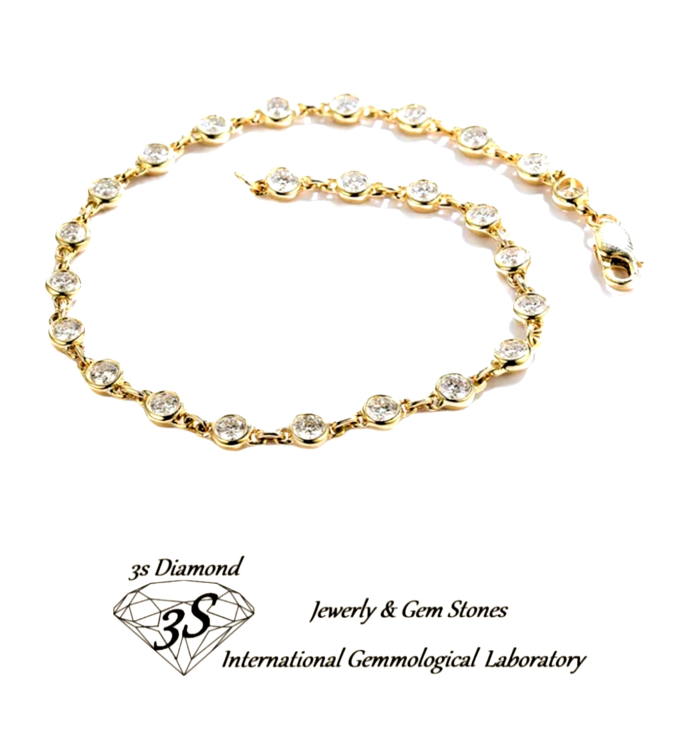 bracelet in 18k yellow gold and 25 natural diamonds 2.50ct