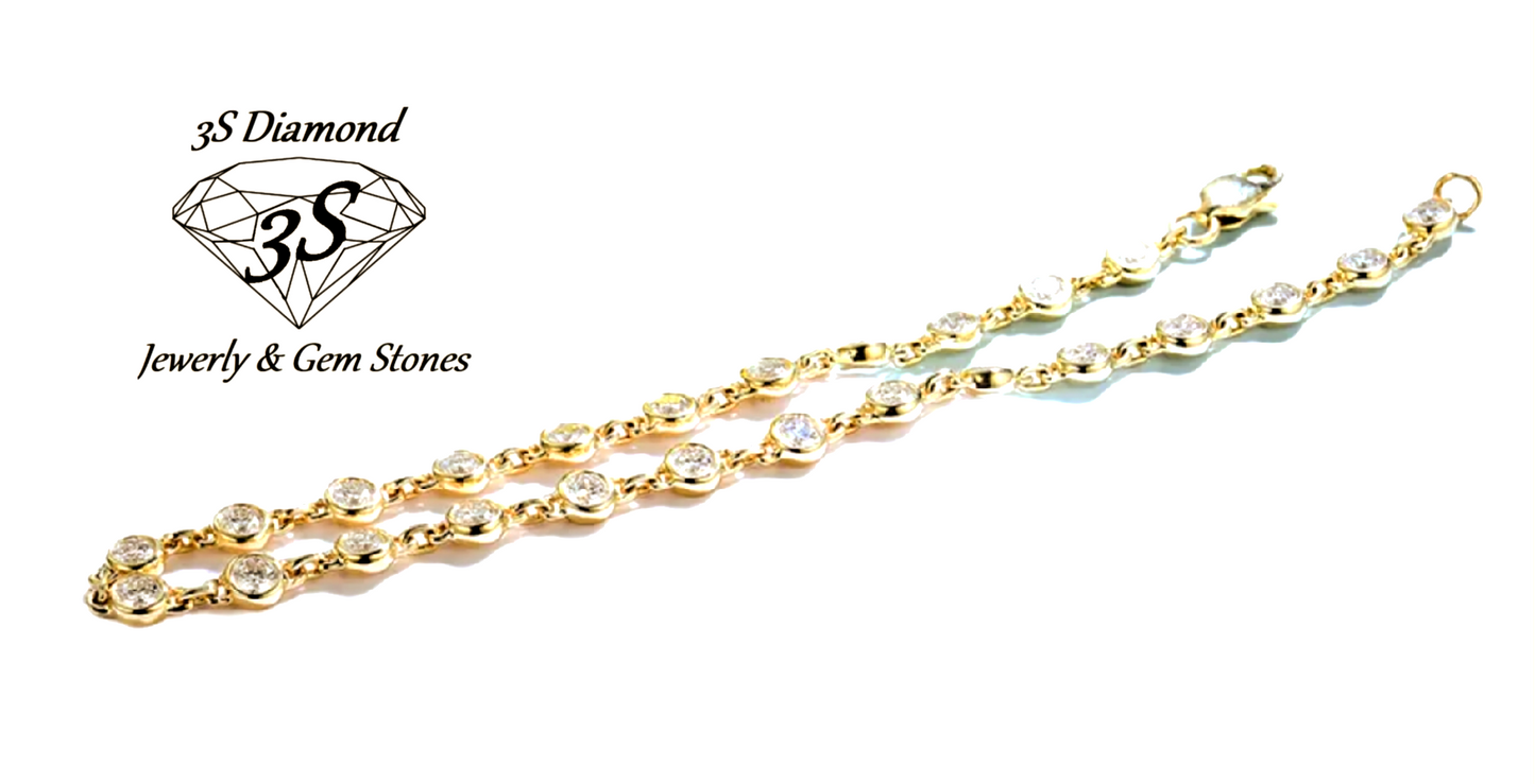 bracelet in 18k yellow gold and 25 natural diamonds 2.50ct