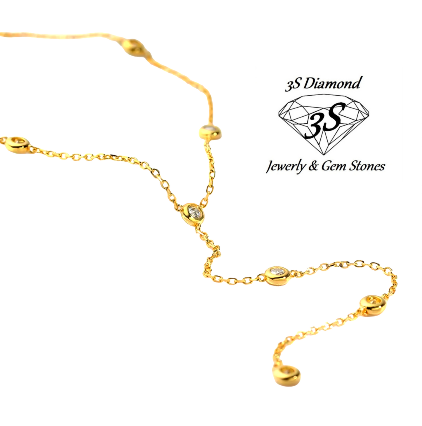 collana in oro giallo 18k 750 e 8 diamanti naturali 0,80 ct