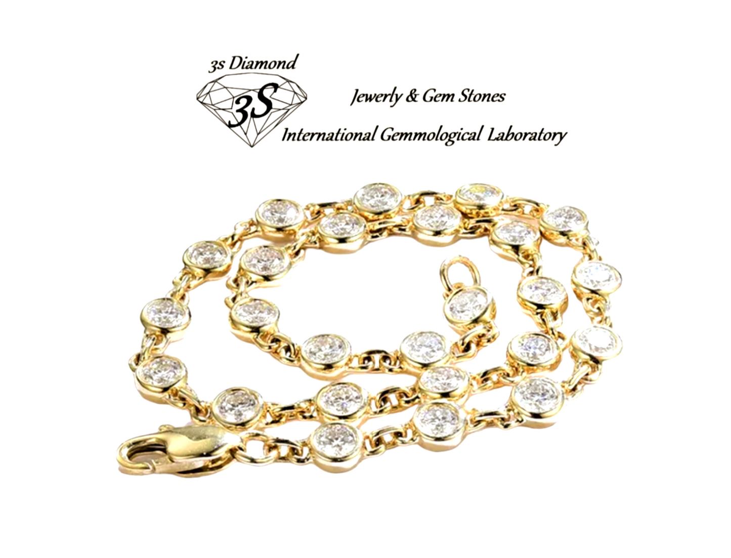 bracelet in 18k yellow gold and 25 natural diamonds 2.50ct