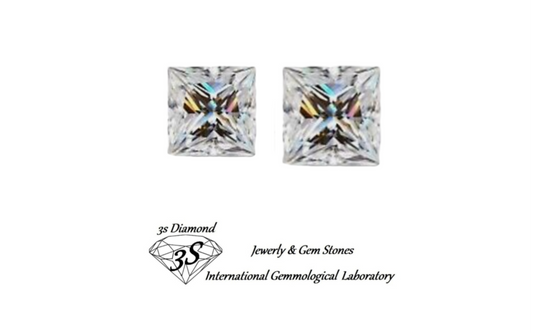 2 pièces diamant naturel taille princesse 0,40 ct