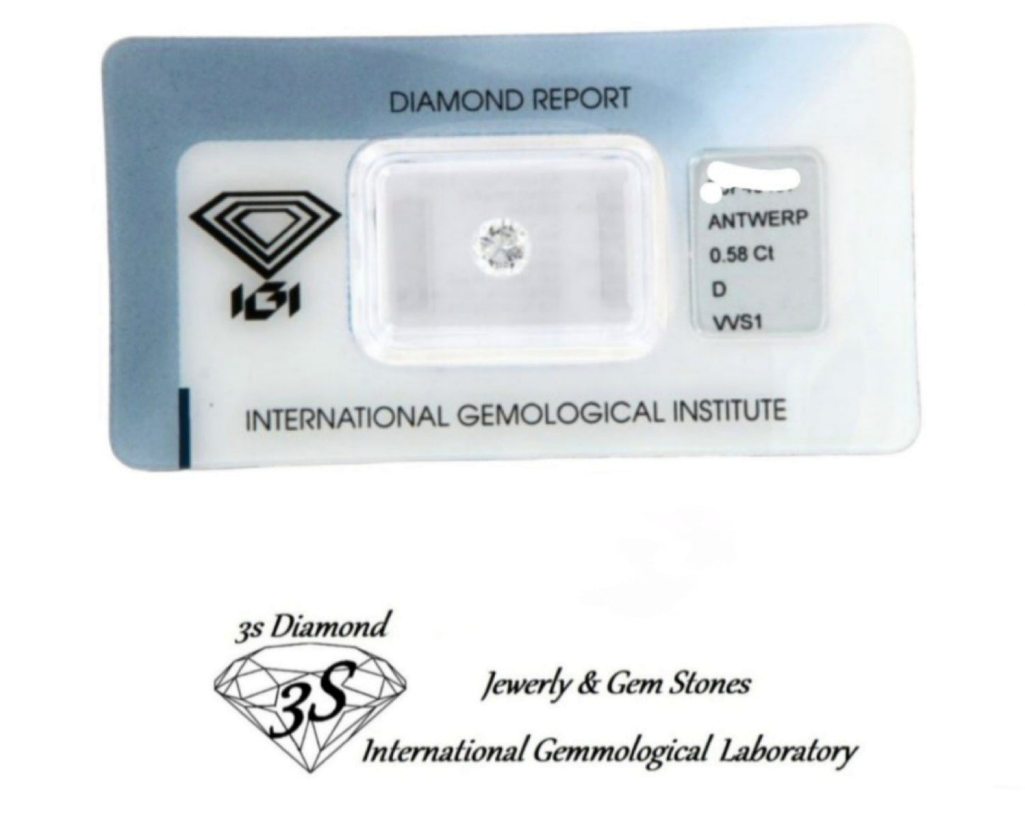 IGI certified natural diamond 0.58 ct D VVS1