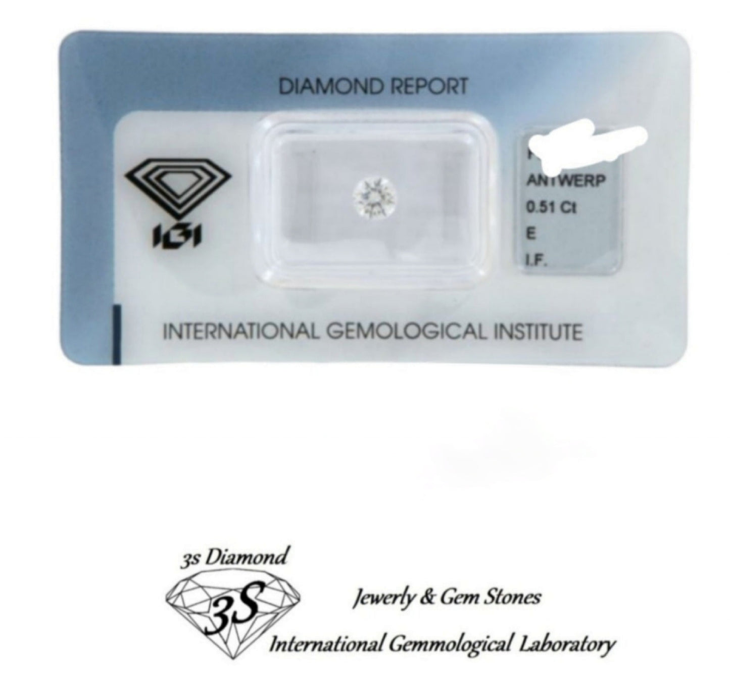 diamante naturale certificato IGI 0,51 ct E IF