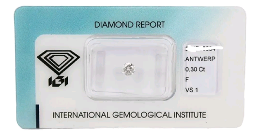 Diamante naturale certificato IGI 0,30 ct F VS1