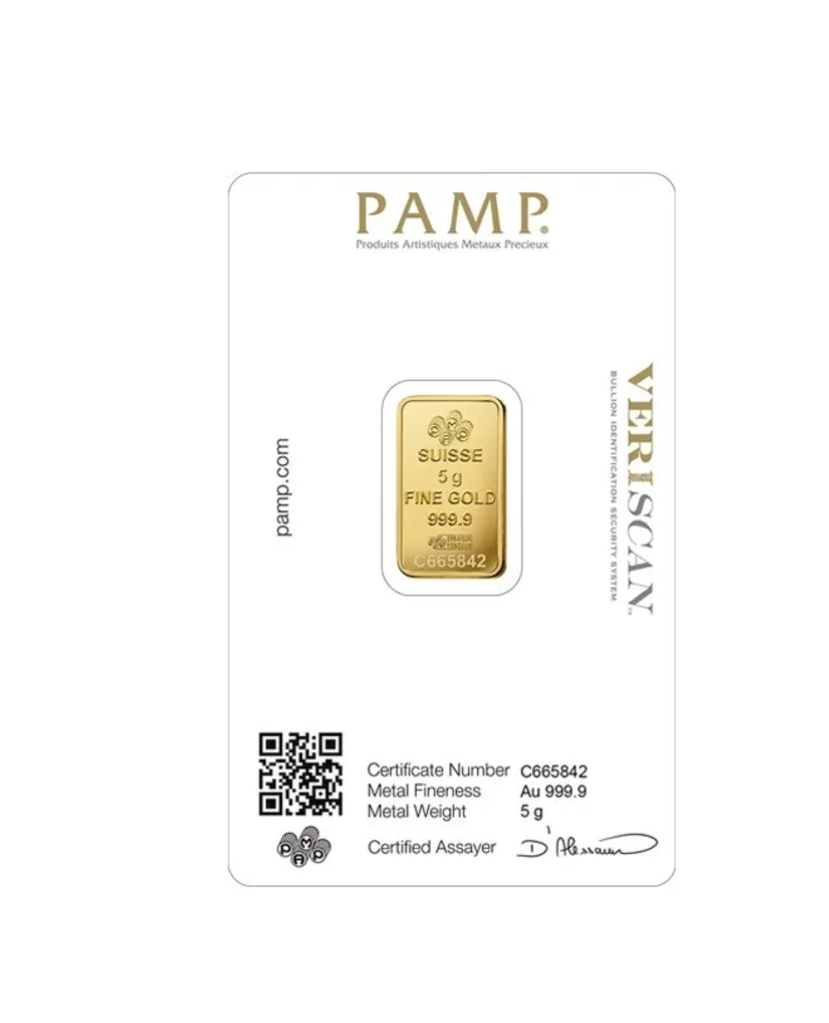 Lingot d'or pur 24 carats de 5 grammes (PAMP) et aussi (la Perth Mint Australie)