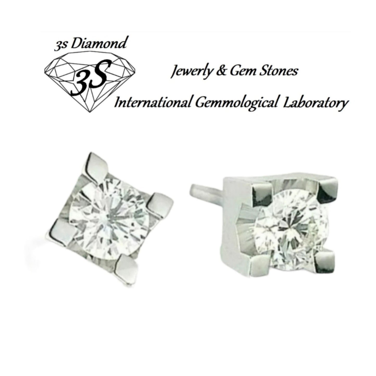 1 piece square light point earrings in 18k white gold and 0.15ct natural diamonds