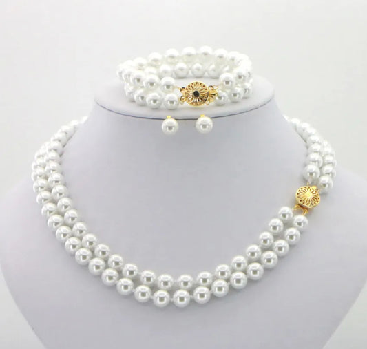 set completo di perla naturale australiana bianca in oro 18k 750 collana bracciale e orecchino