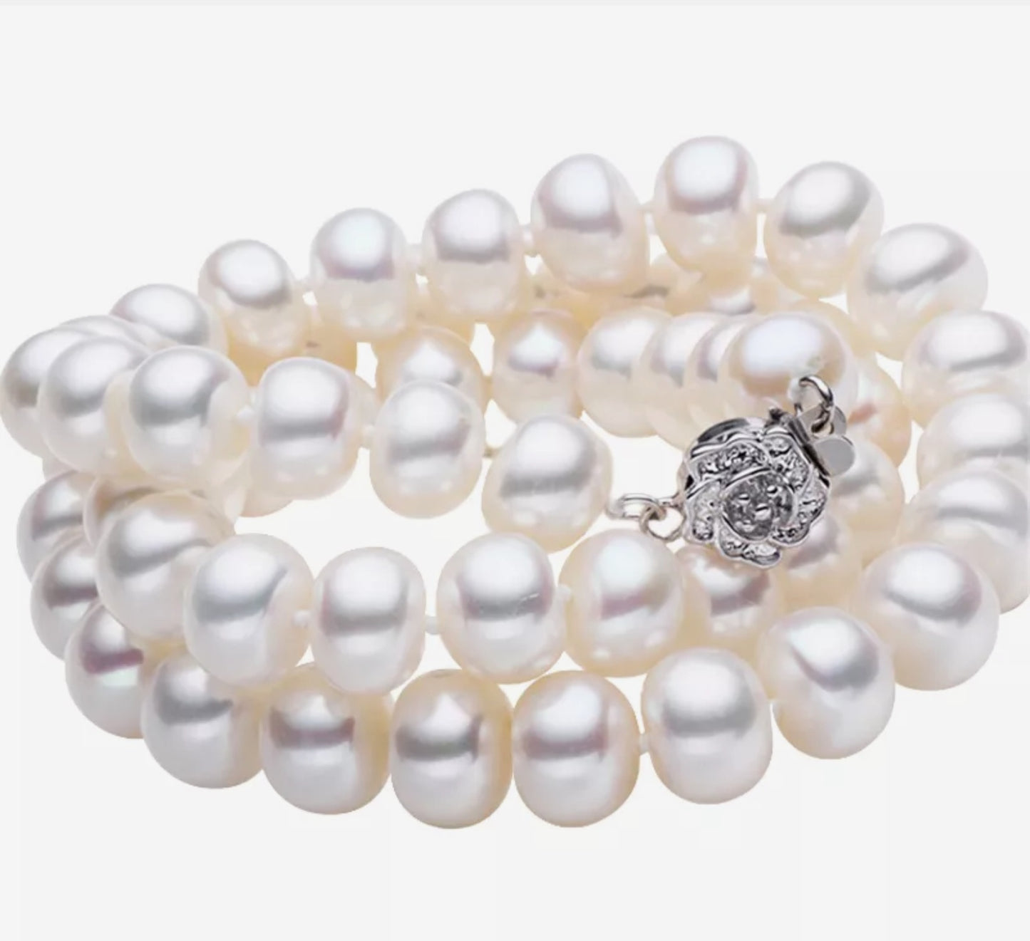 complete set with natural white pearl, necklace, bracelet and earring in 18k 750 gold