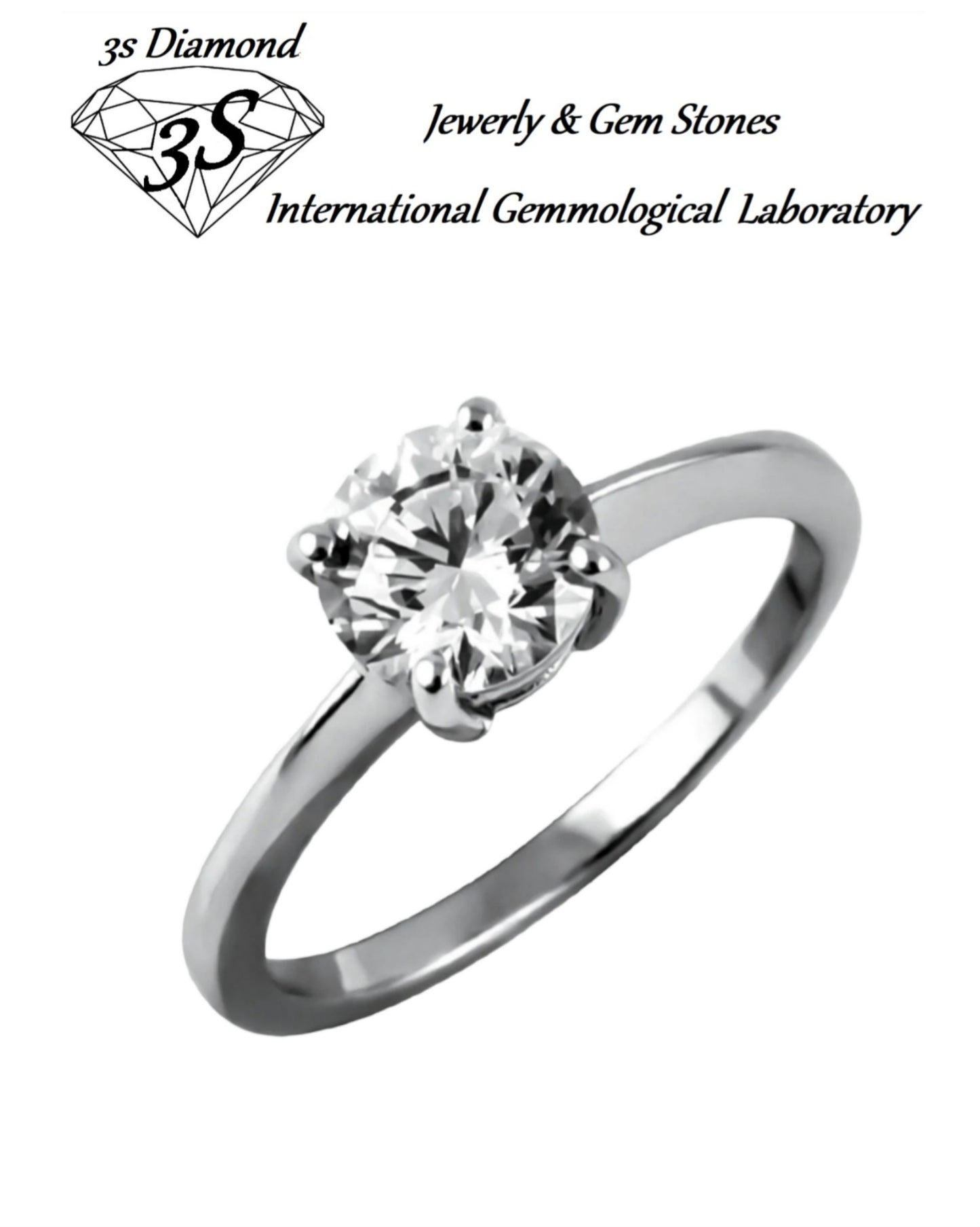 solitaire ring in 18k white gold with central natural diamond 1.00 ct