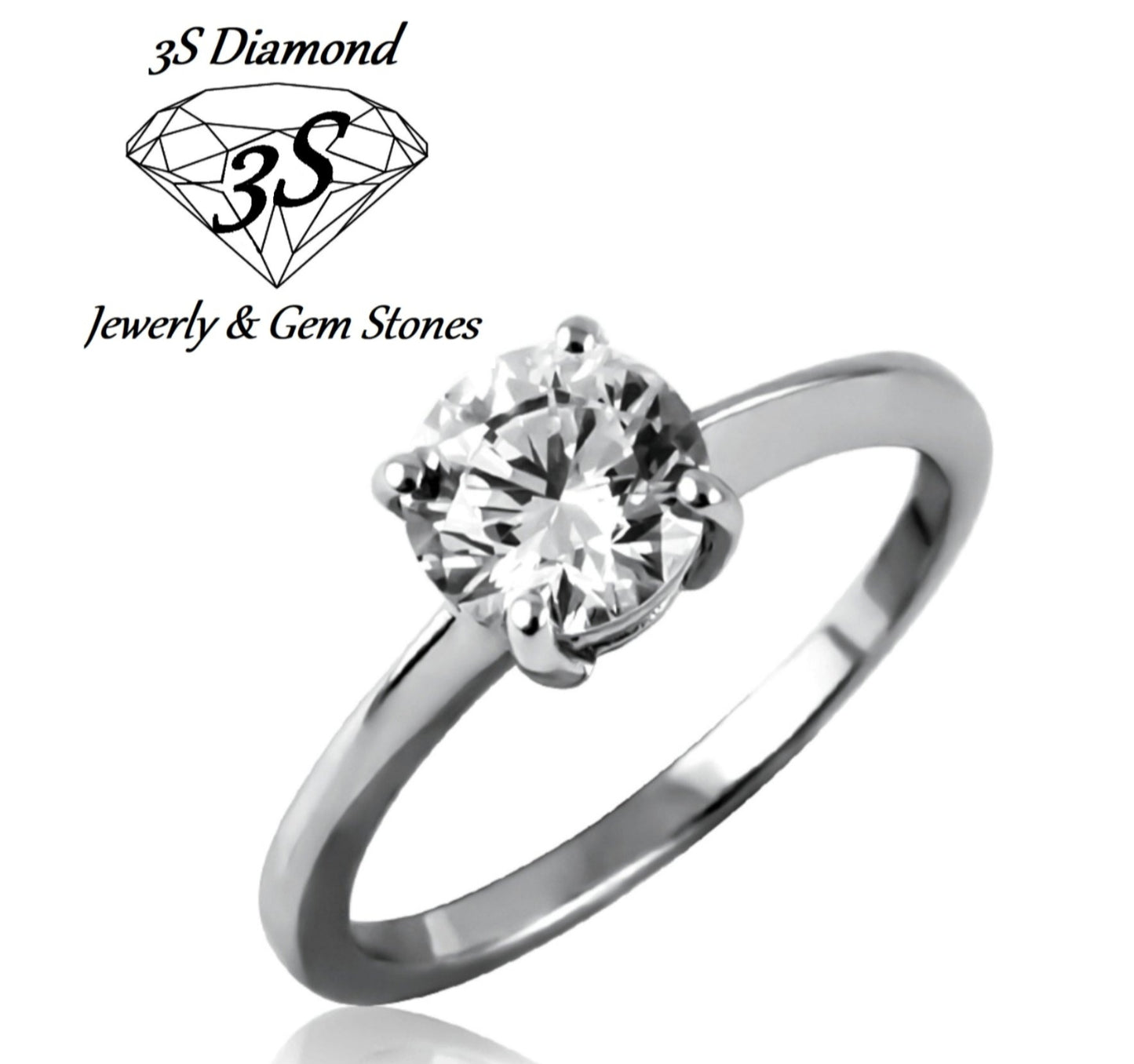 bague solitaire en or blanc 18 carats avec diamant naturel central 1,00 ct