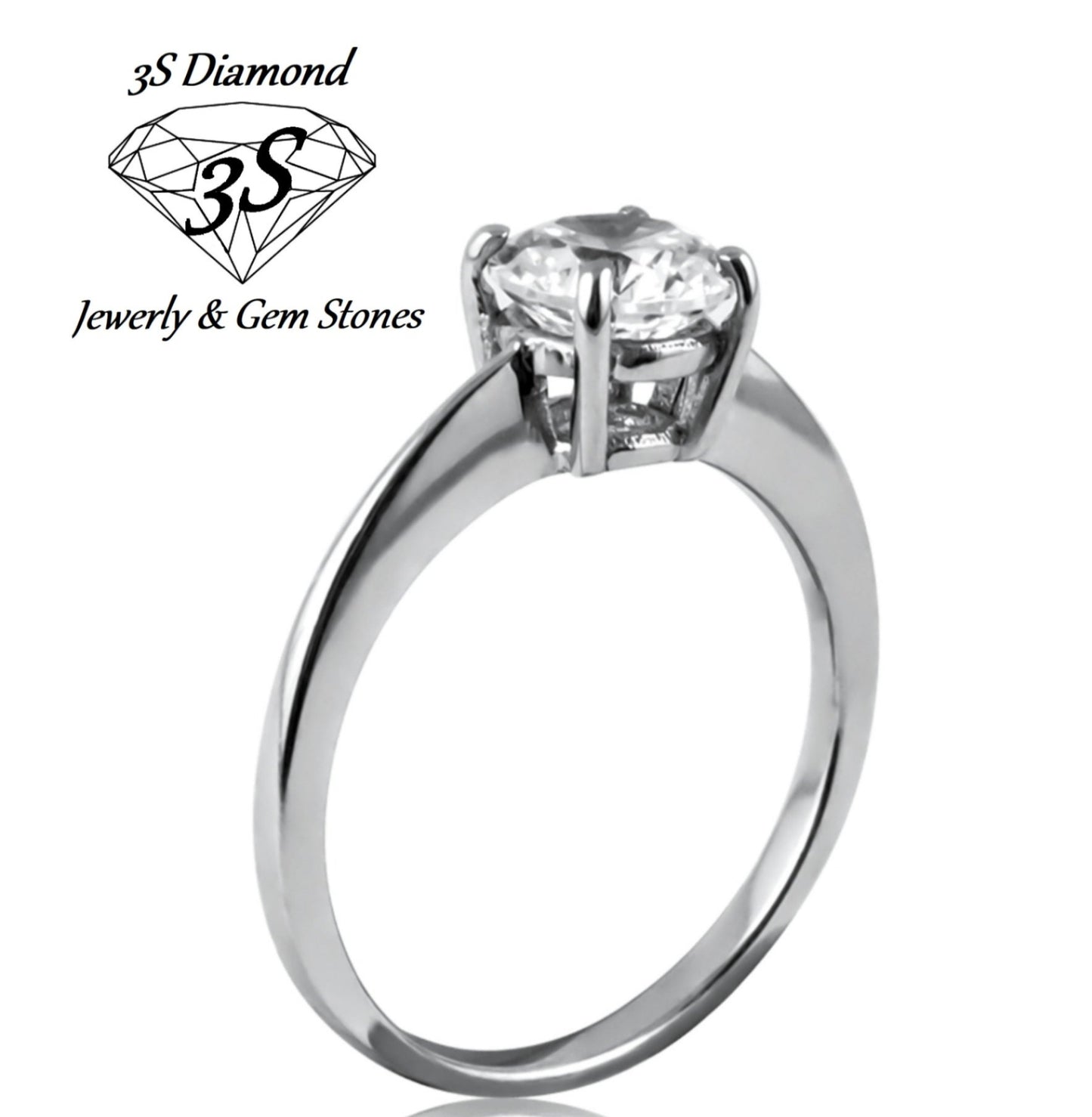 solitaire ring in 18k white gold with central natural diamond 1.00 ct