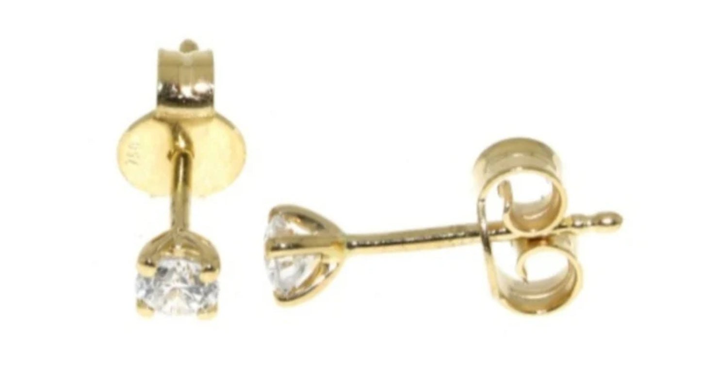 Boucles d'oreilles point lumineux certifiées HRD en or jaune 18 carats et 2 diamants naturels 0,25ct