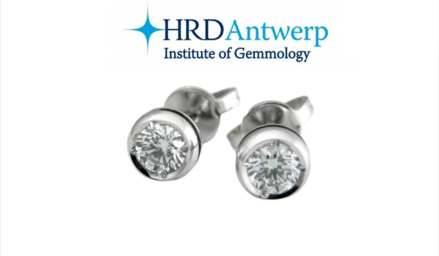 HRD certified onion light point earrings in 18k white gold and 2 natural diamonds 0.54 ct