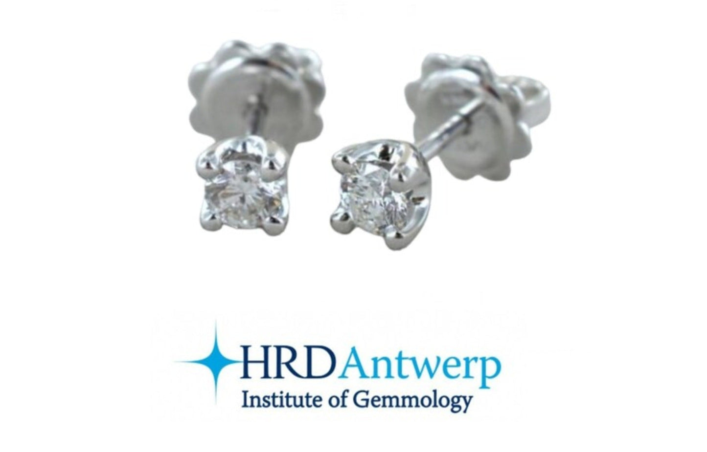 HRD certified light point earrings in 18k white gold and 2 natural diamonds 1.01 ct