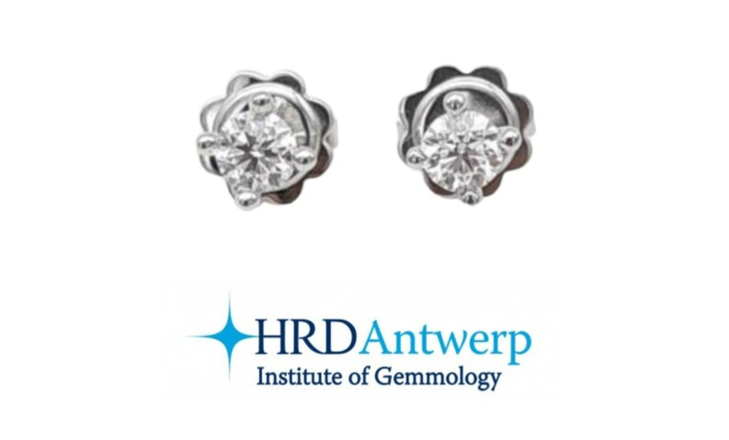 Boucles d'oreilles point lumineux certifiées HRD en or blanc 18 carats et 2 diamants naturels 0,41 ct