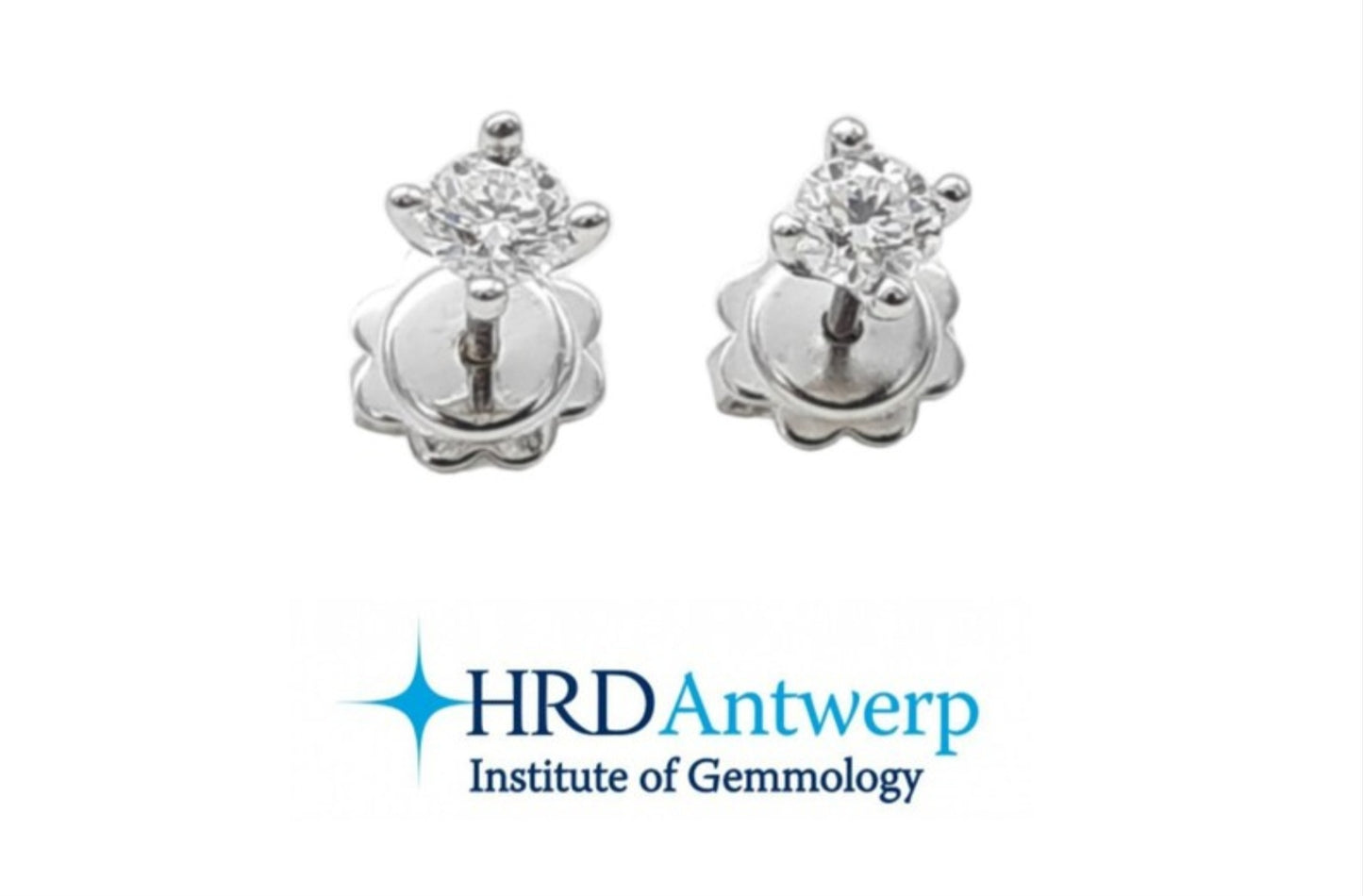 HRD certified light point earrings in 18k white gold and 2 natural diamonds 0.41 ct