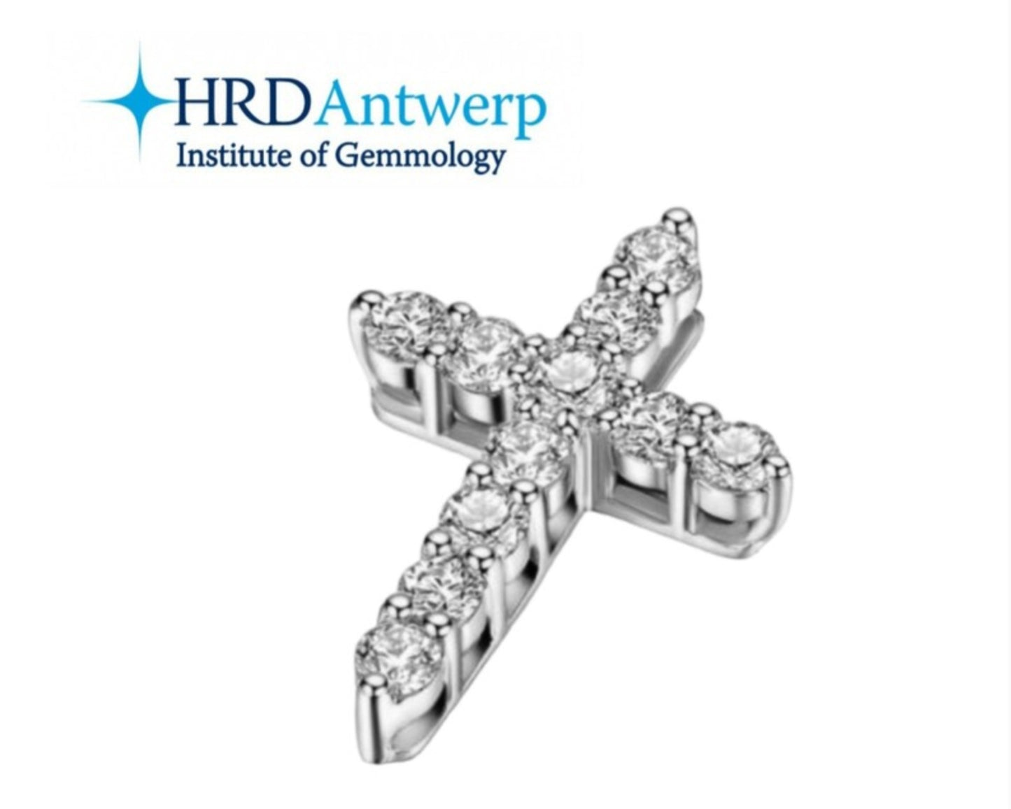 HRD certified cross pendant IN 18k white gold and 1.01ct natural diamonds