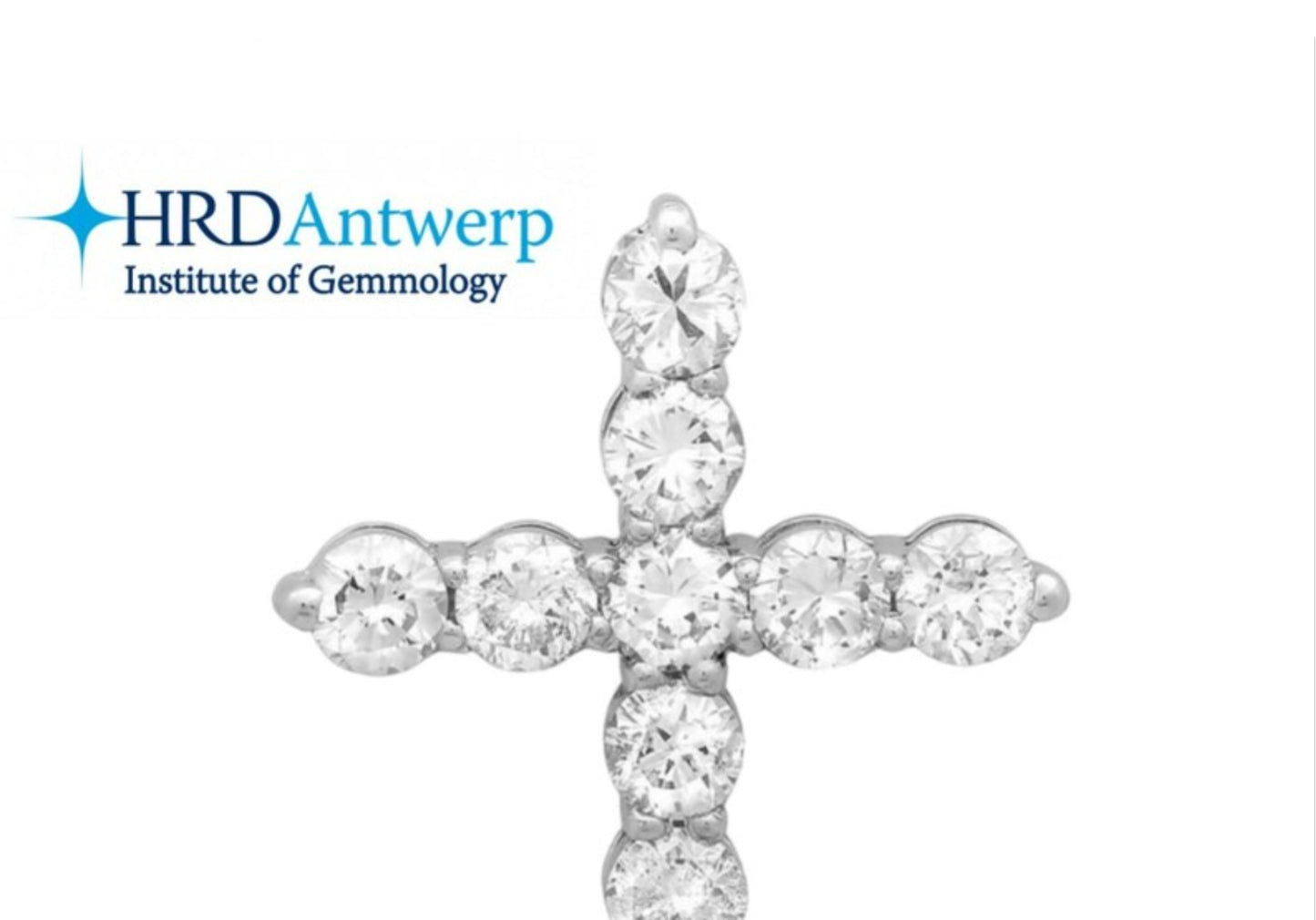 Pendentif croix certifié HRD EN or blanc 18 carats et diamants naturels 1,01 ct