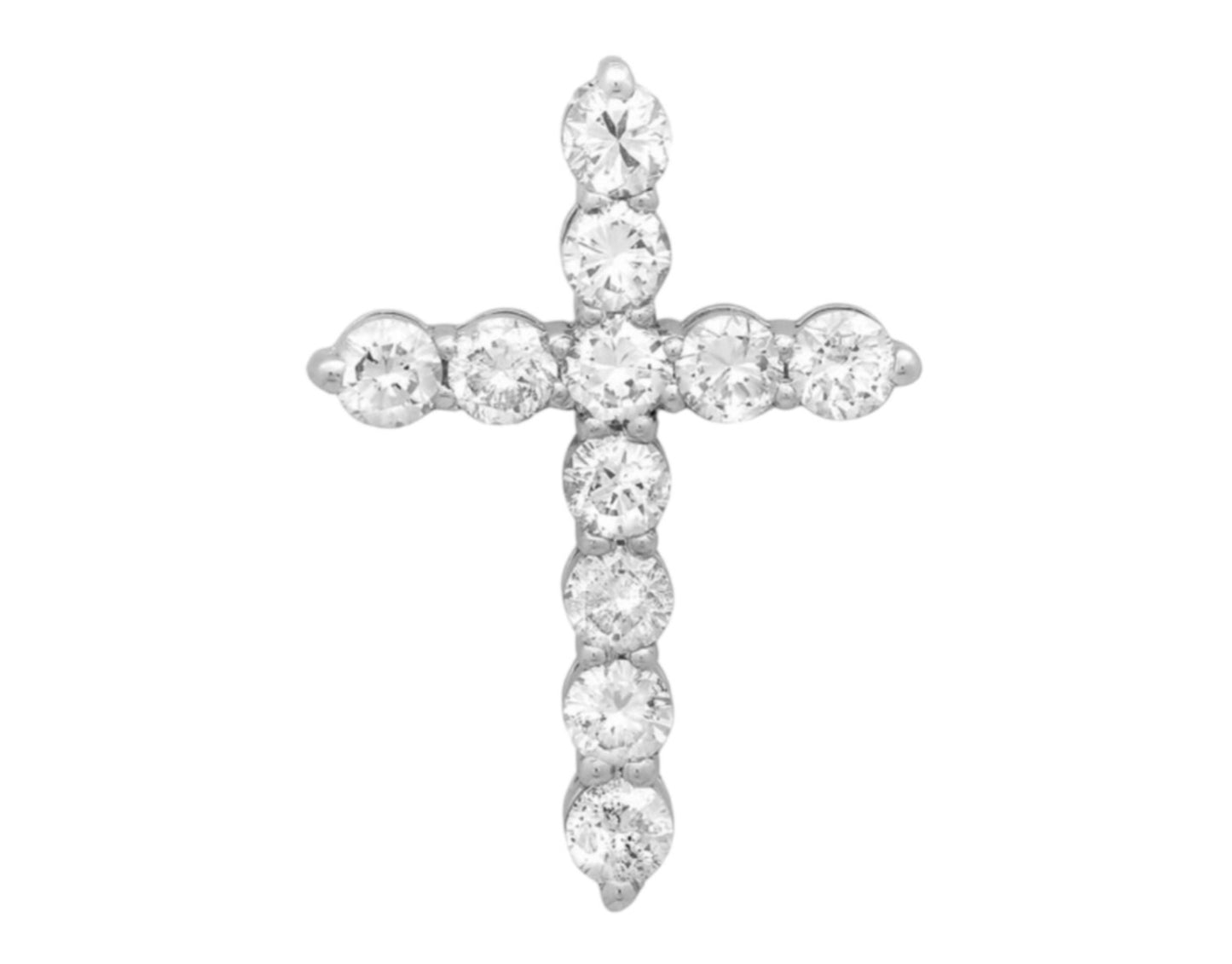 Pendentif croix certifié HRD EN or blanc 18 carats et diamants naturels 1,01 ct