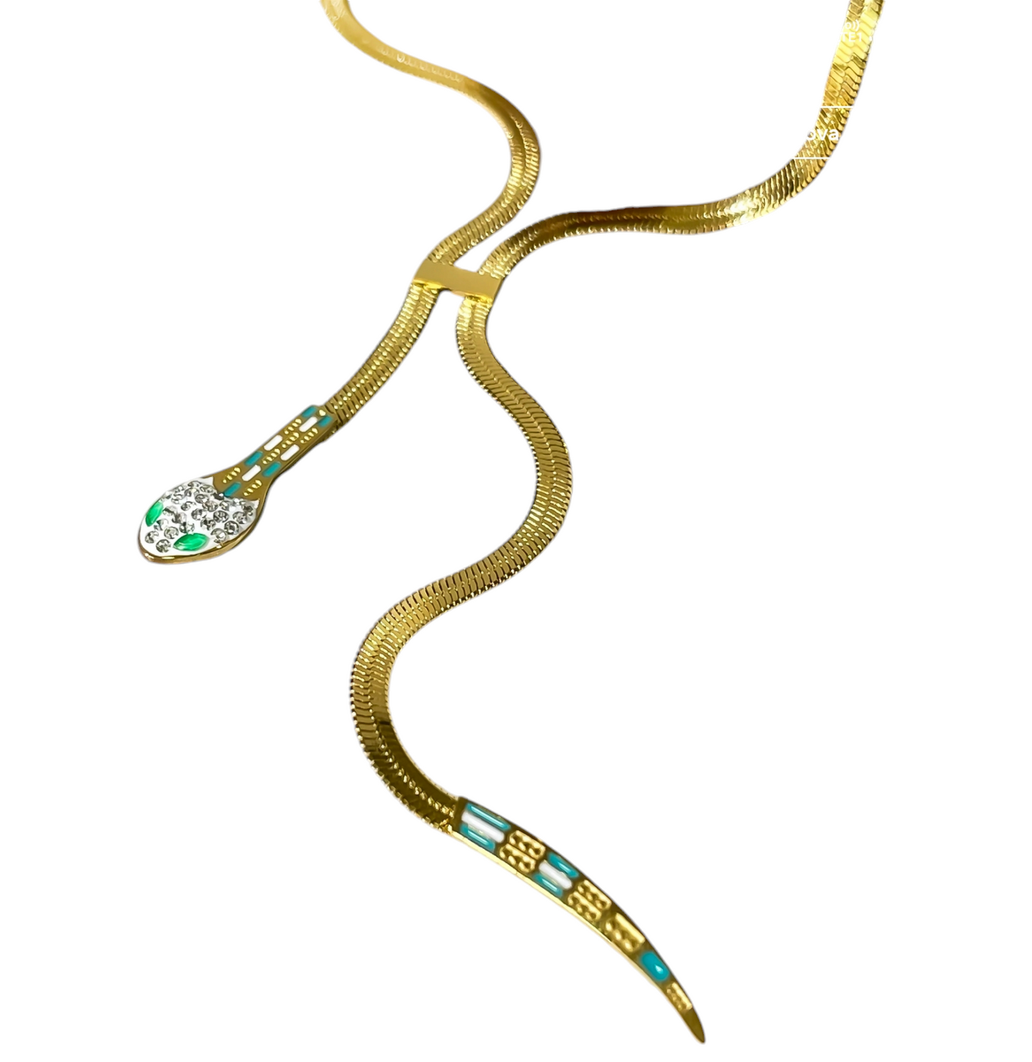 collana pendente serpente in  oro giallo con diamanti naturali e smeraldo