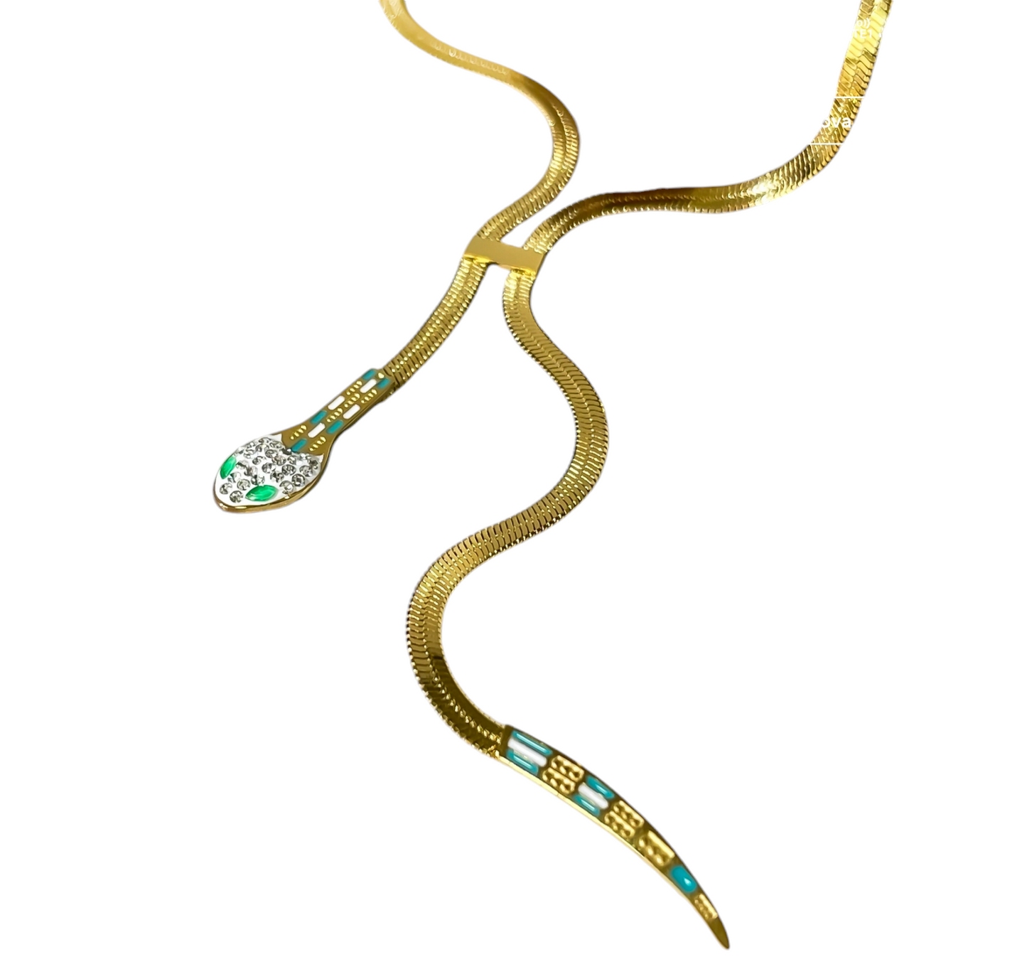 collana pendente serpente in  oro giallo con diamanti naturali e smeraldo