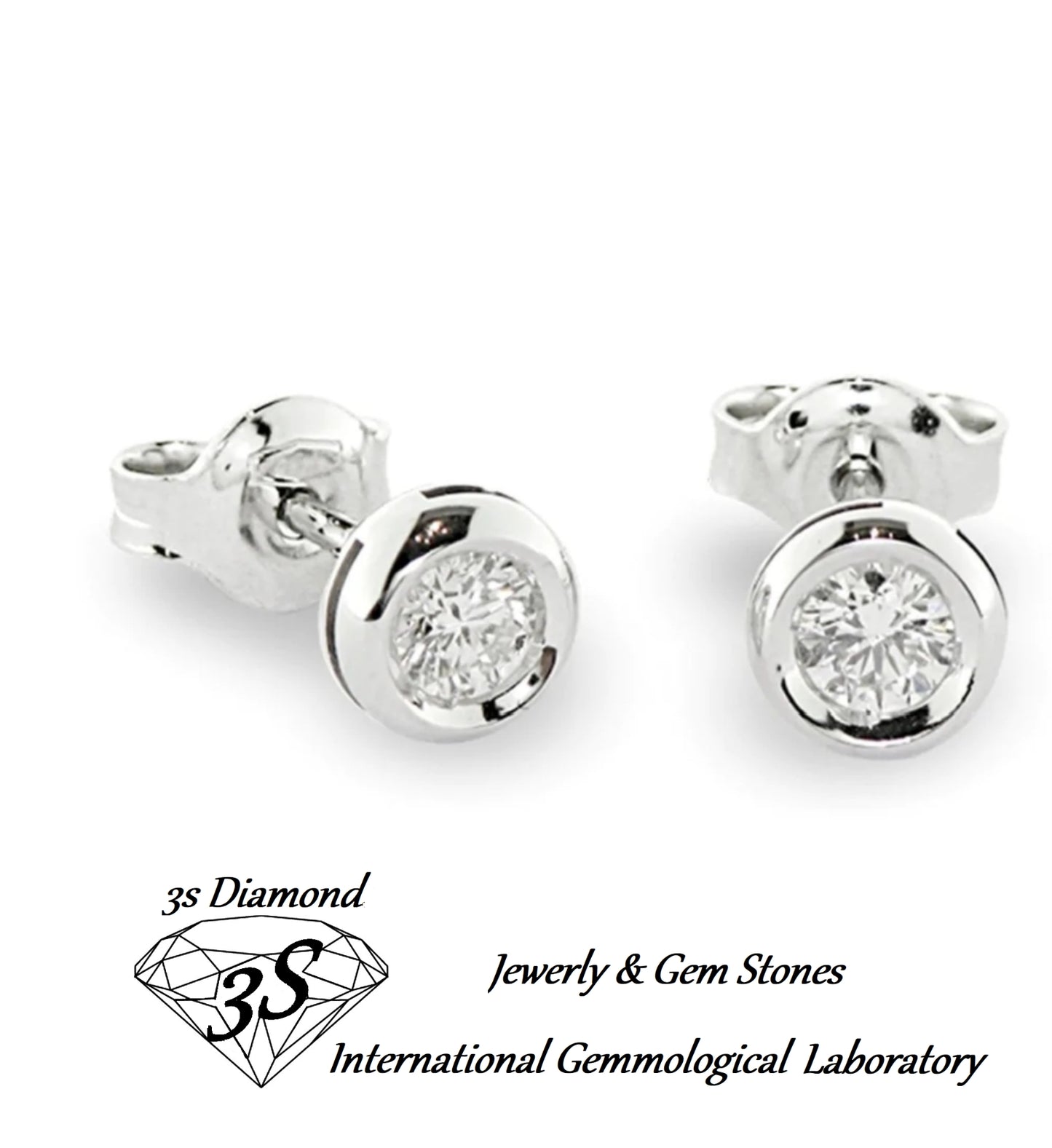 light onion earrings in 18k white gold and 2 natural diamonds 0.50 ct